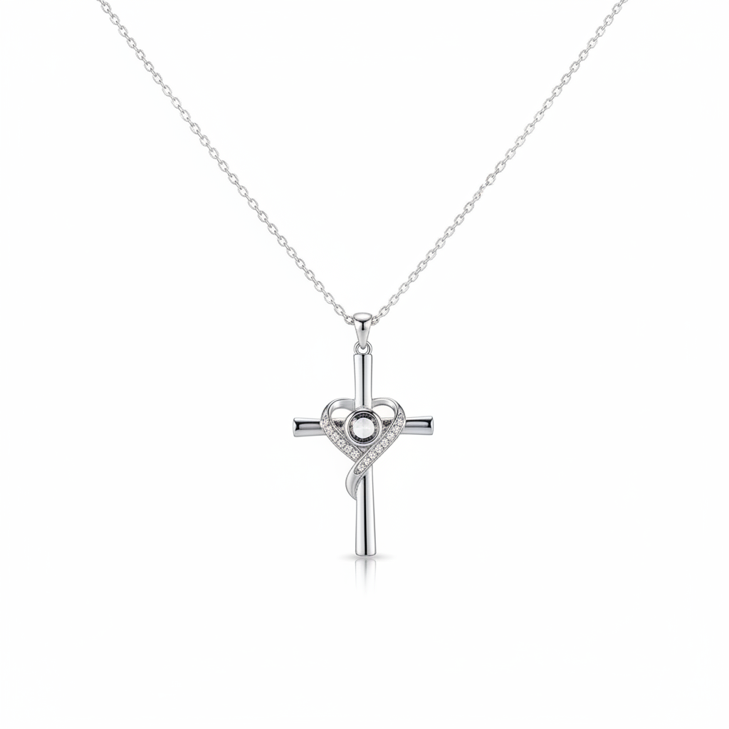 Scripture Projection Cross Necklace for Women